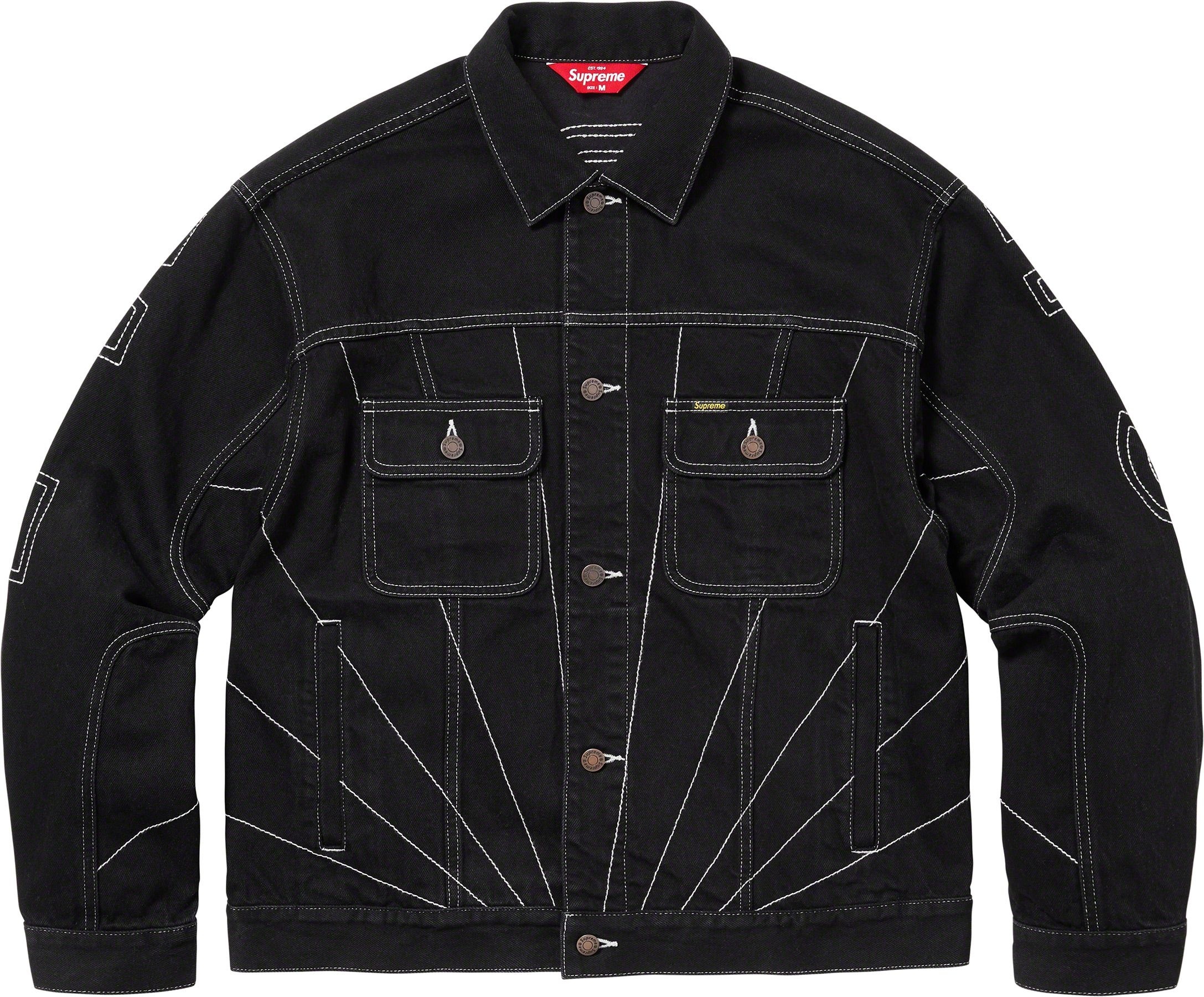 Radial Embroidered Denim Trucker Jacket view 6
